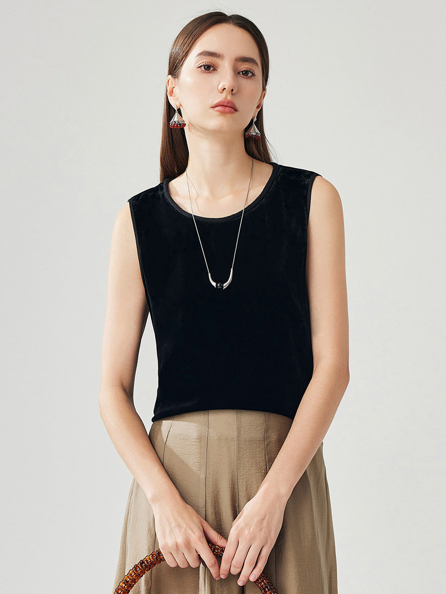 COMOBOCA Black 100% Mulberry Silk Women's Sleek Tank Top