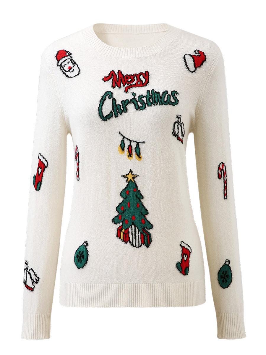 COMOBOCA 100% Cashmere Women's Christmas Embroidered Knit Sweater