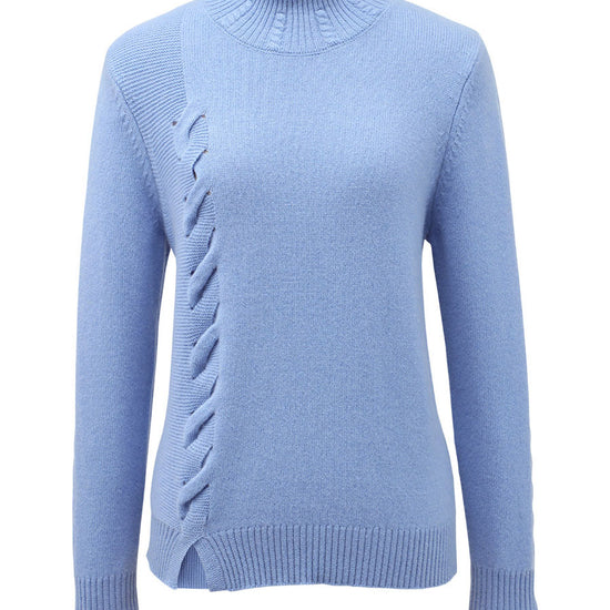 COMOBOCA 100% Cashmere Women's Ribbed Cable Knit Sweater