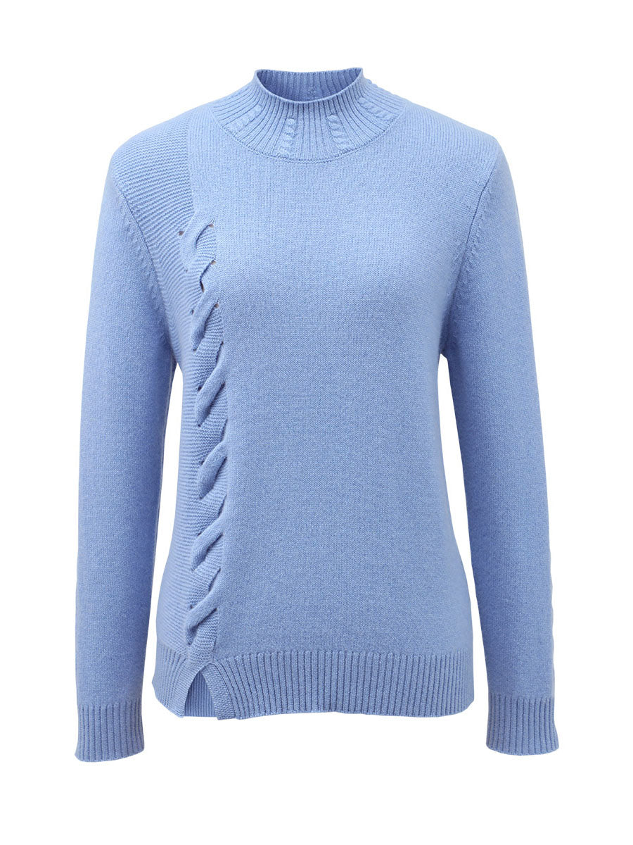 COMOBOCA 100% Cashmere Women's Ribbed Cable Knit Sweater