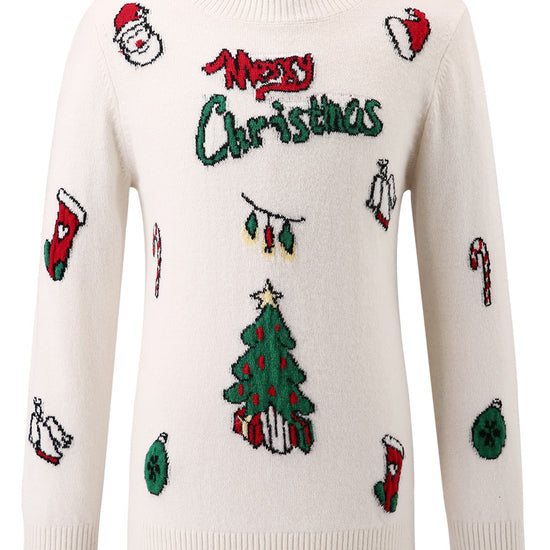 COMOBOCA 100% Wool Kids' Cozy Christmas Knit Sweater