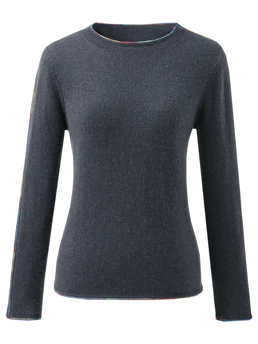 COMOBOCA VOLCANIC GREY 100% Cashmere Women's Sweater with Built-in Collar