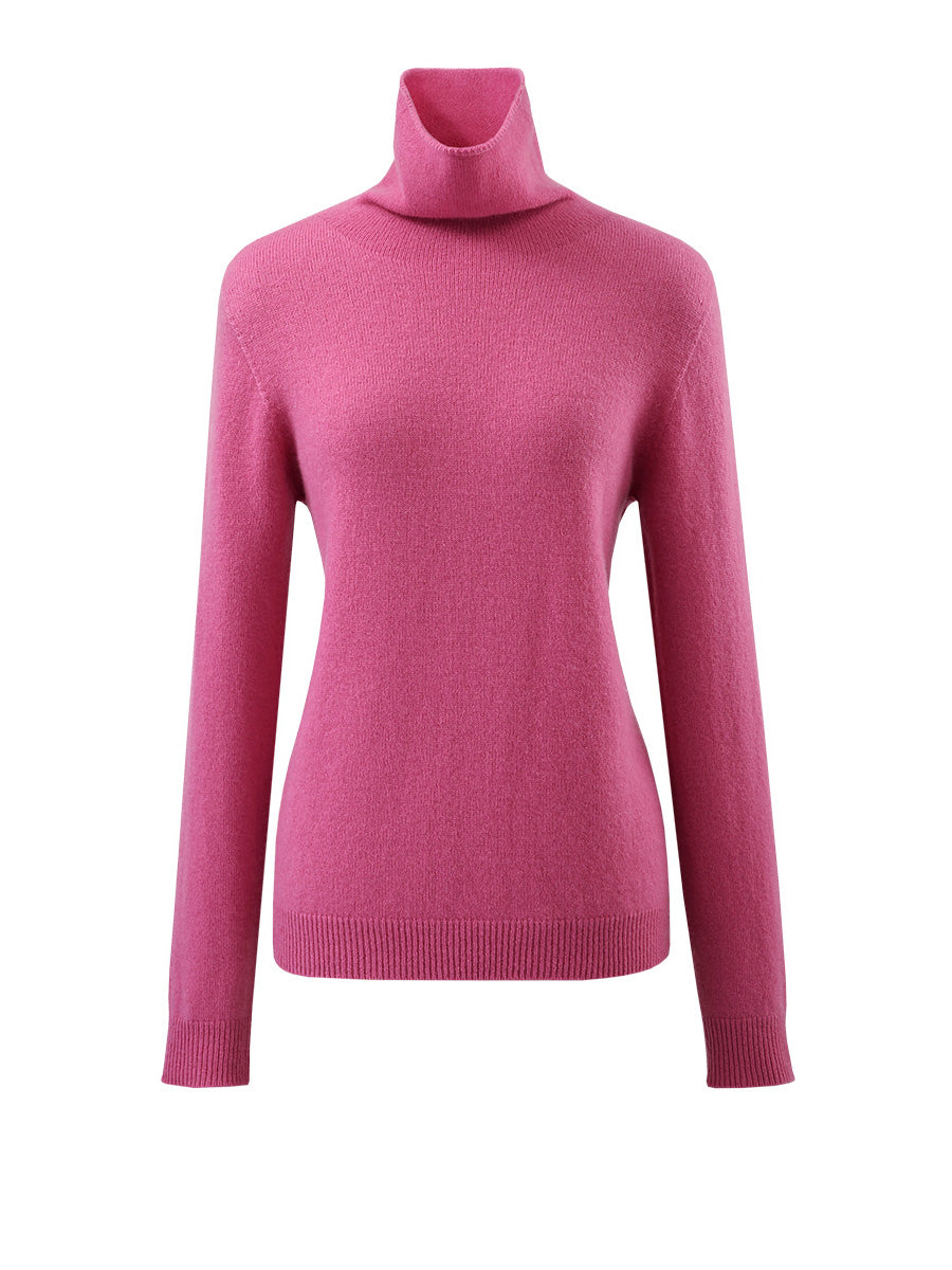 COMOBOCA 100% Wool Women's Ribbed Turtleneck Sweater