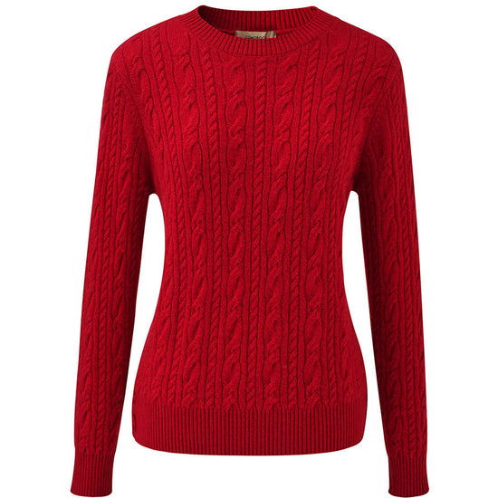 COMOBOCA 100% Cashmere Women's Cable Round Neck Knit Sweater