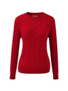 COMOBOCA 100% Cashmere Women's Cable Round Neck Knit Sweater