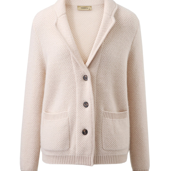 COMOBOCA 100% Cashmere Women's Blazer Collar Cardigan