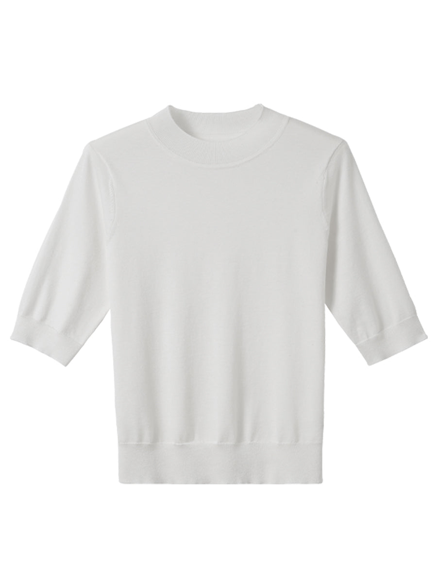 COMOBOCA Women's Short Sleeve Mock Neck Knit Sweater