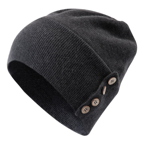 COMOBOCA 100% Cashmere Women's Button Decorated Knit Beanie