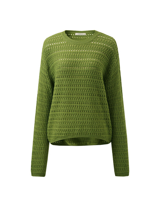 COMOBOCA 100% Wool Women's Soft Knit Lace Sweater