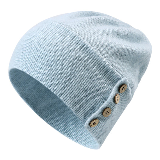 COMOBOCA 100% Cashmere Women's Button Decorated Knit Beanie