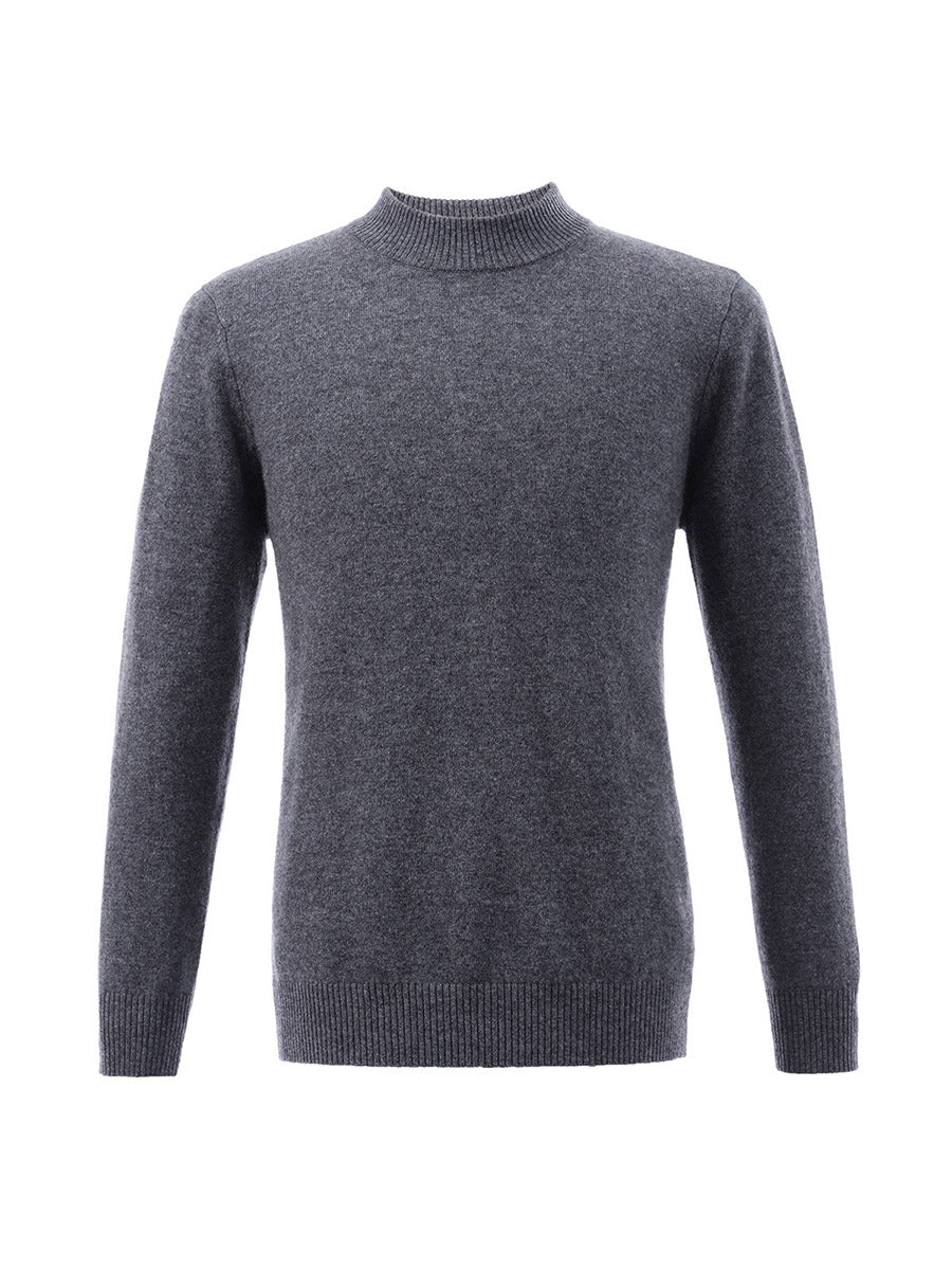 COMOBOCA 100% Cashmere Men's Mock Neck Knit Sweater