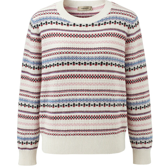COMOBOCA 100% Cashmere Women's Fair Isle Round Neck Sweater