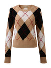 COMOBOCA 100% Wool Women's Argyle Pattern Knit Sweater