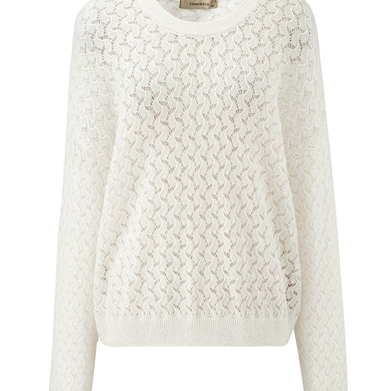 COMOBOCA 100% Cashmere Women's Openwork Round Neck Knit Sweater