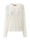 COMOBOCA 100% Cashmere Women's Openwork Round Neck Knit Sweater