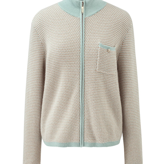 COMOBOCA 100% Cashmere Women's Textured Knit Zip Up Cardigan