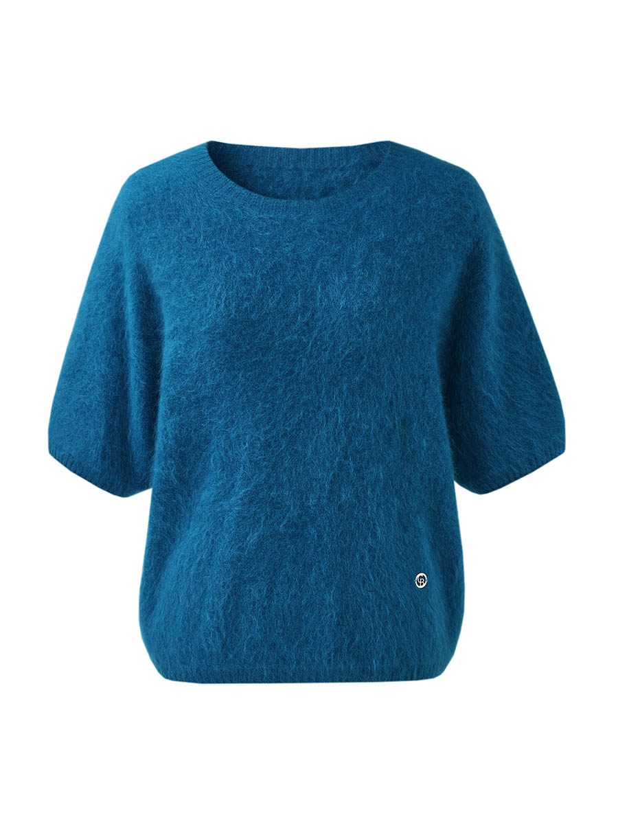 COMOBOCA Women's Wool Seamless Brushed Half Sleeve Knit Sweater