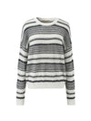 COMOBOCA 100% Cashmere Women's Striped Knit Round Neck Sweater