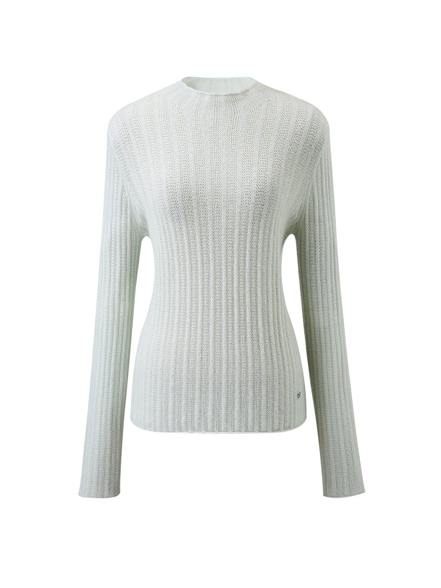 COMOBOCA Women's Ribbed Mock Neck Knit Sweater