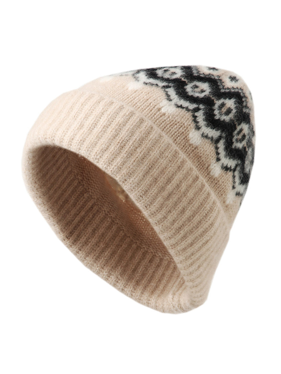 COMOBOCA 100% Cashmere Soft Knit Ribbed Beanie