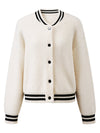 COMOBOCA 100% Wool Women's Striped Ribbing Jacket