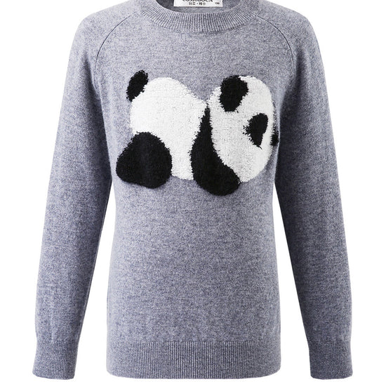 COMOBOCA 100% Wool Kids' Round Neck Intarsia Sweater