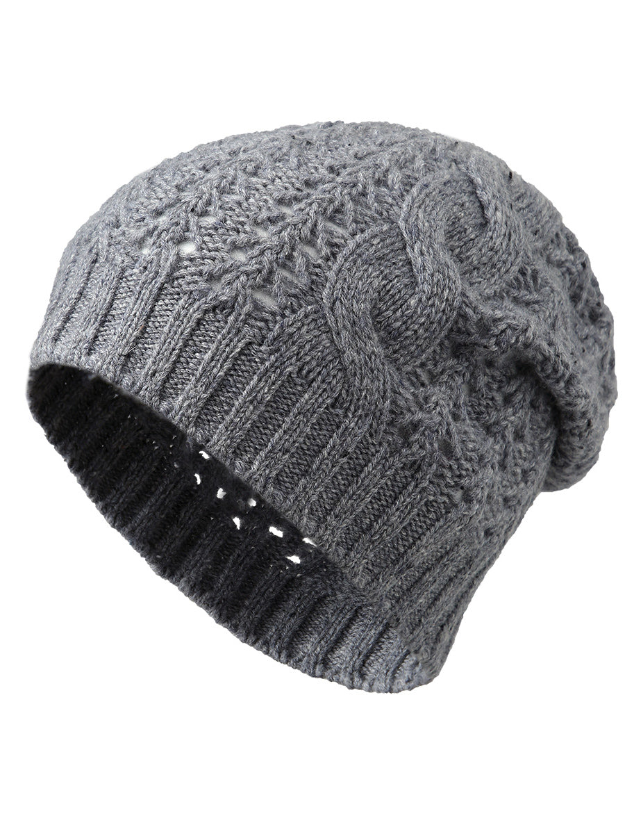 COMOBOCA Gray 100% Cashmere Classic Cable Knit Beanie