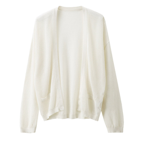 COMOBOCA Women's Open Front Mesh Knit Cardigan