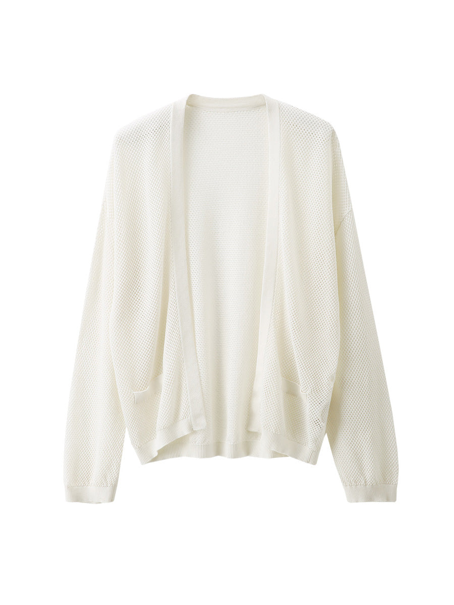 COMOBOCA Women's Open Front Mesh Knit Cardigan