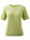 COMOBOCA Women's Contrast Trim Knit T-Shirt