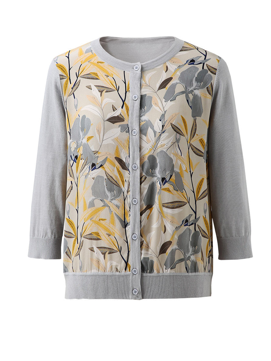 COMOBOCA Women's Floral Patterned Button-Down Cardigan