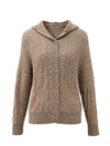 COMOBOCA 100% Cashmere Luxurious Cable Knit Hooded Cardigan
