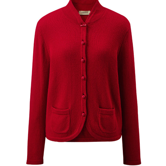 COMOBOCA 100% Cashmere Women's Cardigan with Mandarin Collar