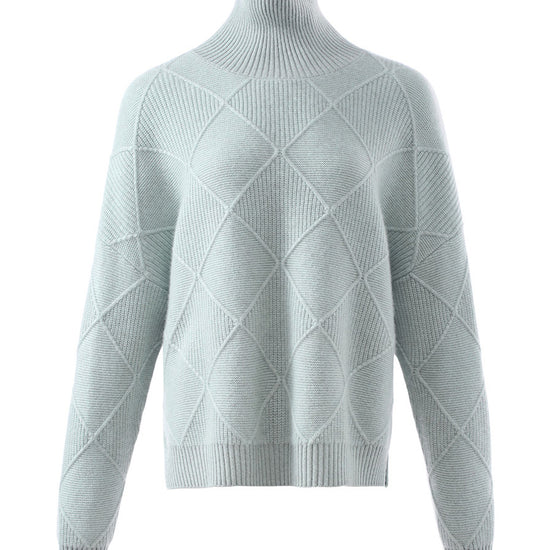 COMOBOCA 100% Cashmere Women's Diamond Knit Turtleneck Sweater