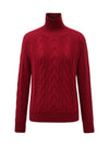 COMOBOCA 100% Cashmere Women's Turtleneck Cable Knit Sweater