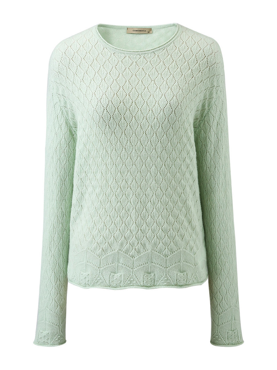 COMOBOCA 100% Cashmere Women's Diamond Pattern Pullover Sweater
