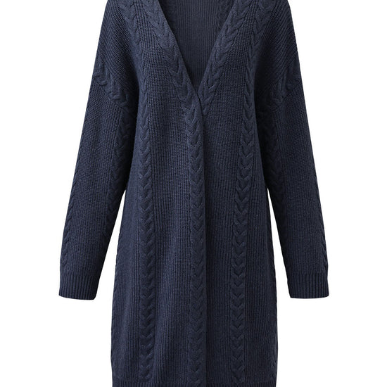 COMOBOCA 100% Wool Women's Cozy Cable Knit Long Coat