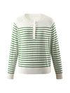 COMOBOCA Women's Striped Henley T-Shirt Sweater