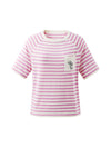 COMOBOCA Women's Striped Embroidered Pocket Knit T-Shirt