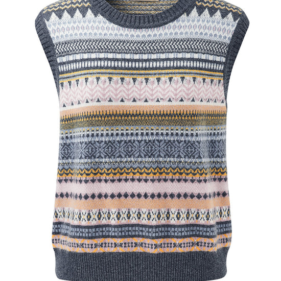 COMOBOCA 100% Cashmere Women's Striped Knit Vest