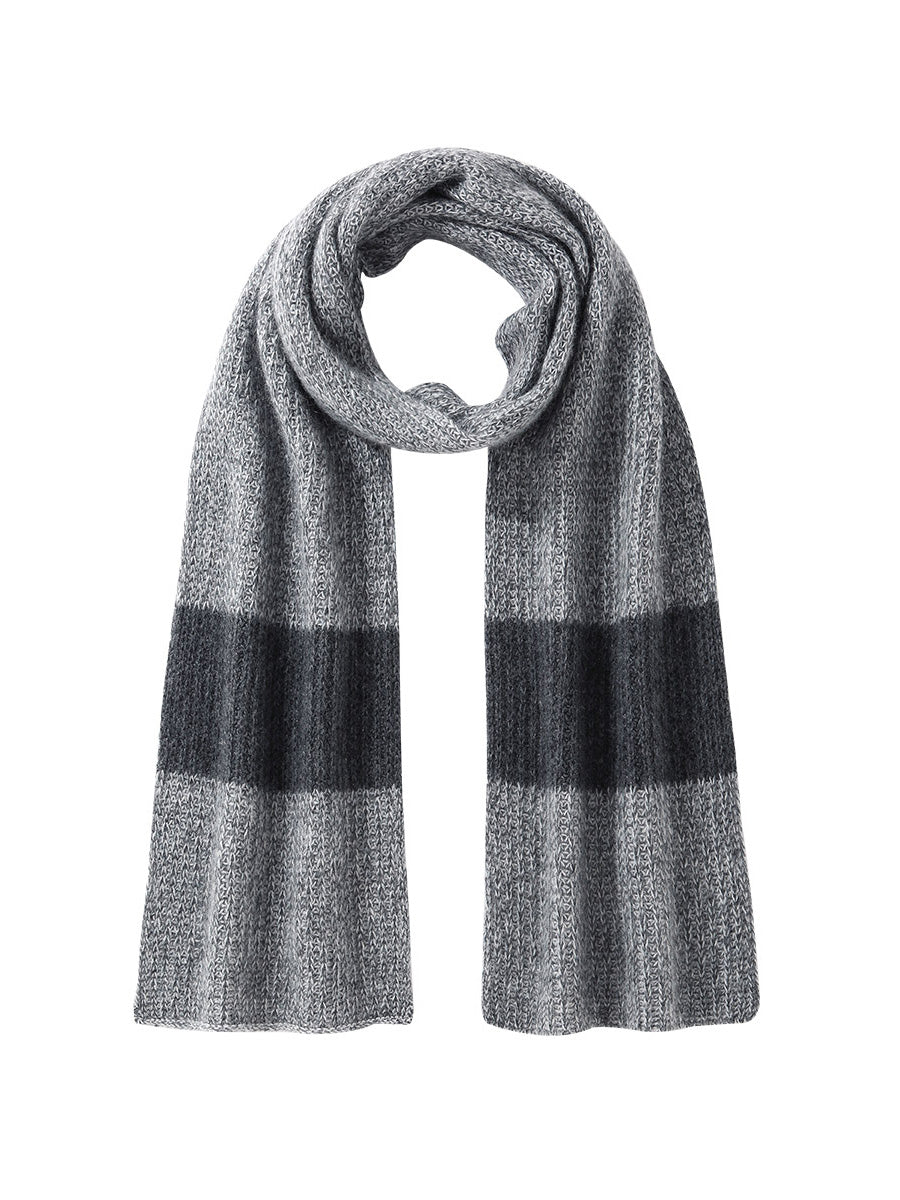 COMOBOCA 100% Cashmere Chunky Knit Color Block Scarf