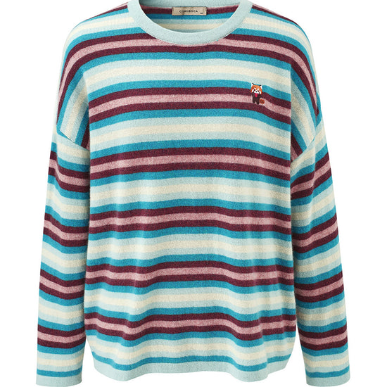 COMOBOCA 100% Cashmere Women's Striped Knit Sweater