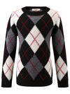 COMOBOCA 100% Wool Kids' Ribbed Argyle Knit Sweater