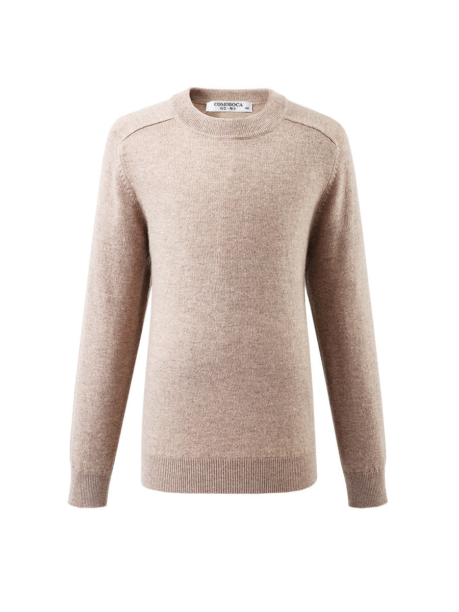COMOBOCA 100% Wool Kids' Round Neck Plain 100% Sweater