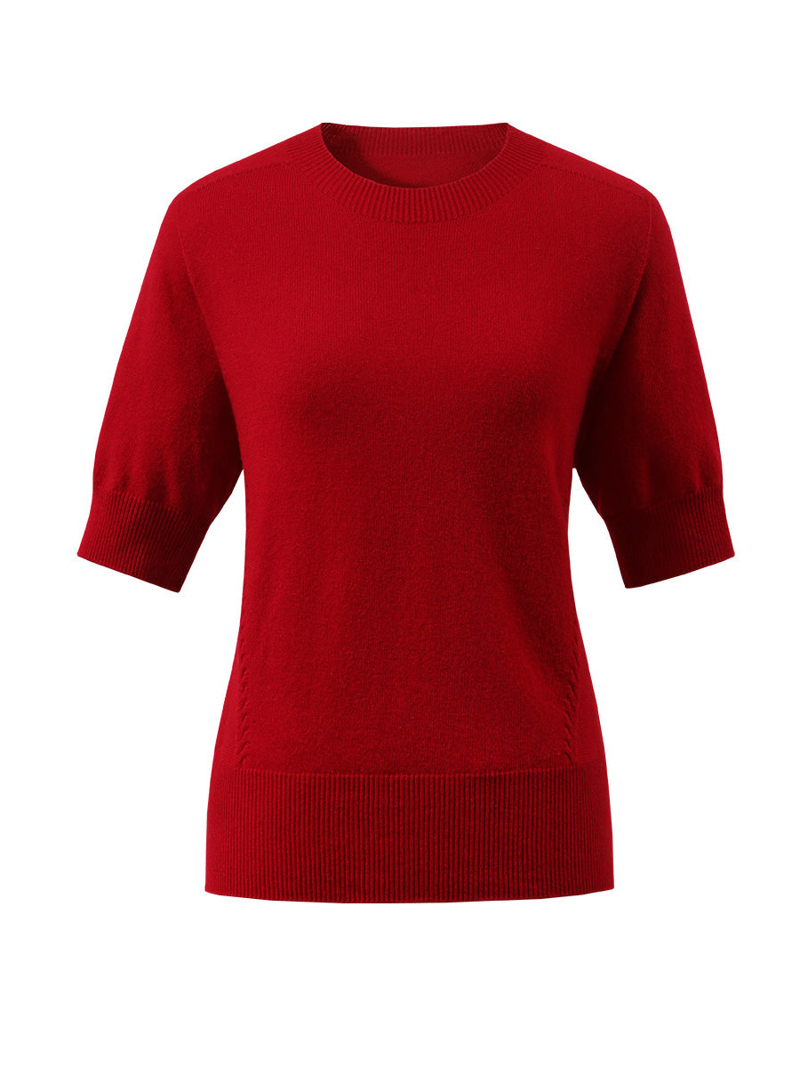 COMOBOCA 100% Wool Women's Seamless Round Neck Knit Sweater