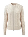COMOBOCA 100% Cashmere Women's Cable Zip Up Knit Cardigan