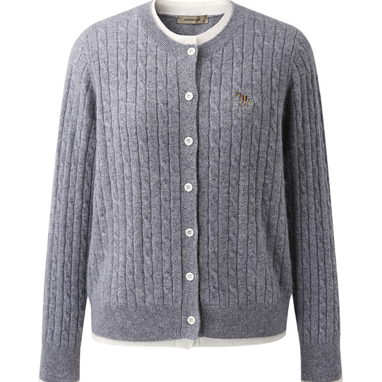 COMOBOCA 100% Cashmere Women's Cable Knit Button Front Cardigan