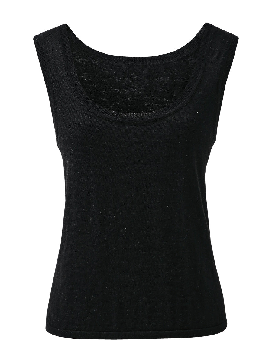 COMOBOCA Women's Linen Versatile Basic Tank Top