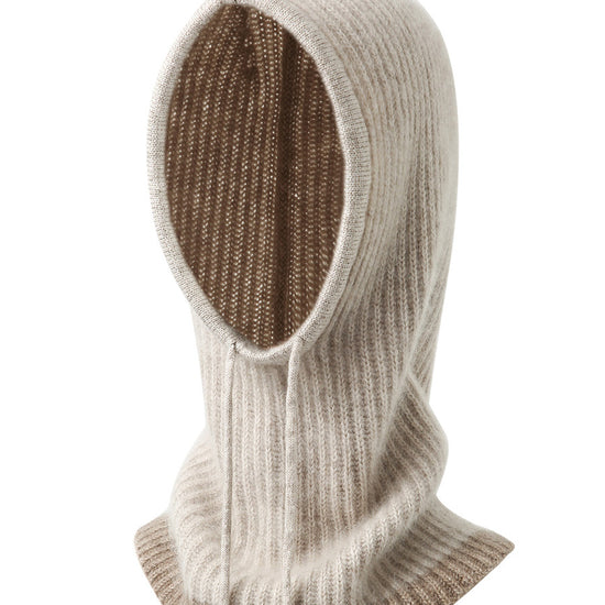 COMOBOCA 100% Cashmere Women's Ribbed Cozy Reversible Knit Hood