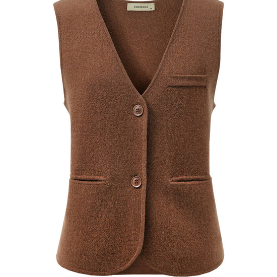 COMOBOCA 100% Wool Elegant Sleeveless Button-Up Vest